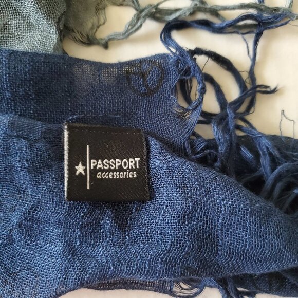 Beautiful Ombre Blue Peace Love 100% Viscose Fringed Scarf - Picture 12 of 13